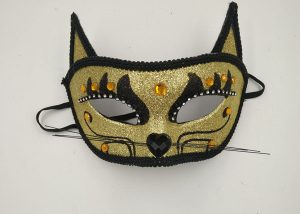 Halloween Cat Masks Gold Black Glitter Cat Eyemask with Rhinstone