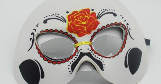 White/Black Rose Half Mask 6" Day of The Dead Costume Dress Wear