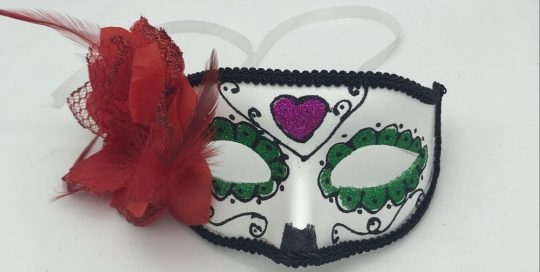 Purple Green and Black Day of The Dead Half Mask