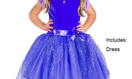 Child Blue Princess Costume Dress Glitter Child Dress