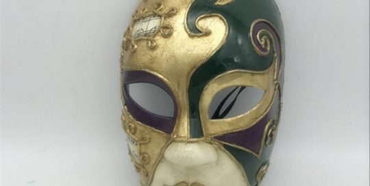 MK4114 PGG Masks Full Face Mardi Gras Masks Hand Painted with Metallic Gold