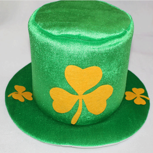 St. Patricks Day Shamrock Green Velvet Hat For Women Costume Wear