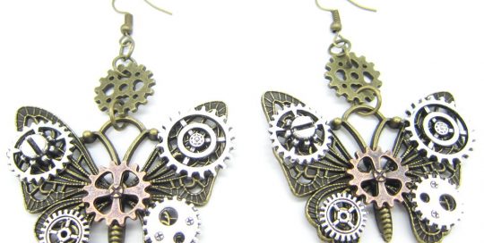 Steampunk Drop Earrings -Butterfly