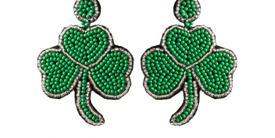 St. Patrick's Day Shamrock Rice Beaded Earrings