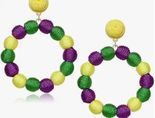 Mardi Gras Beaded Mask Dangle Earrings with Letter