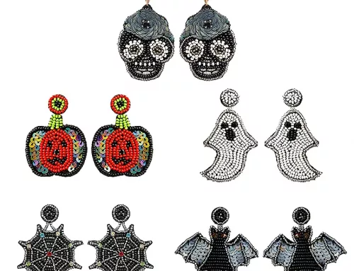 Handmade Halloween Earrings – Beaded Skull, Ghost, Bat, and Pumpkin Sequin Earrings for Women