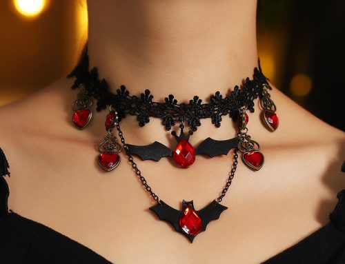 Gothic Black Lace Halloween Necklace Set