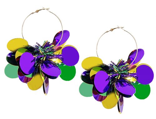 Mardi Gras 2025 Lightweight Hoop Earrings