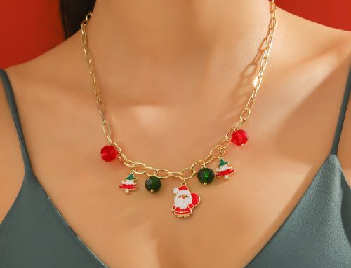 Snowman Bell Colorful Bead Christmas Necklace