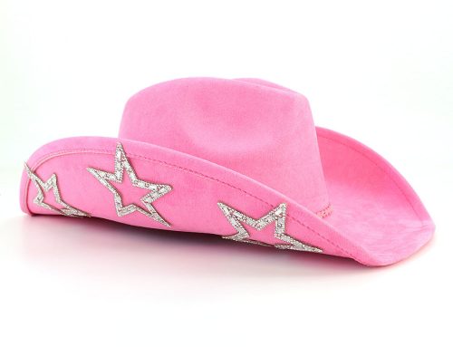 Wholesale Western Style Pink Suede Rhinestone Cowboy Hat