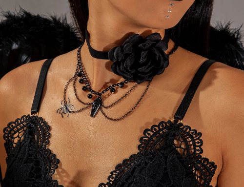 Gothic Black Lace Flower Necklace