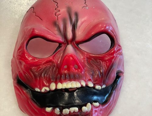 Vintage Fun World Red Skull Halloween Mask