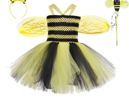 Girls Bee Cosplay Dress Set with Wings, Tutu & Hair Accessories