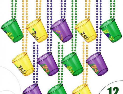 Mardi Gras Beaded Shot Glass Necklace