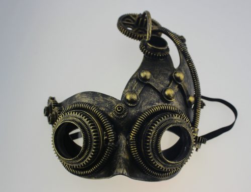 Halloween Skull Steampunk Spiked Mask w Gears