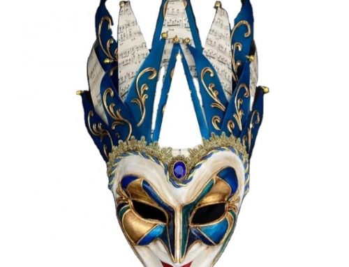 Blue & Gold Venetian Joker Mask