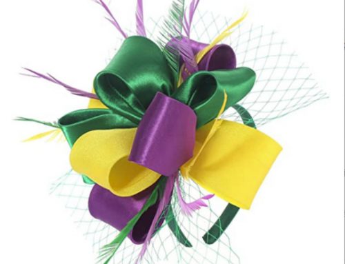 CIVI Feather & Silk Mesh Mardi Gras Headband